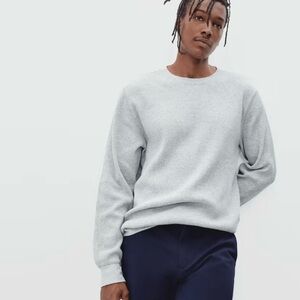 Everlane Men's Waffle knit Heathered Gray Crewneck Sweater Size XL EUC